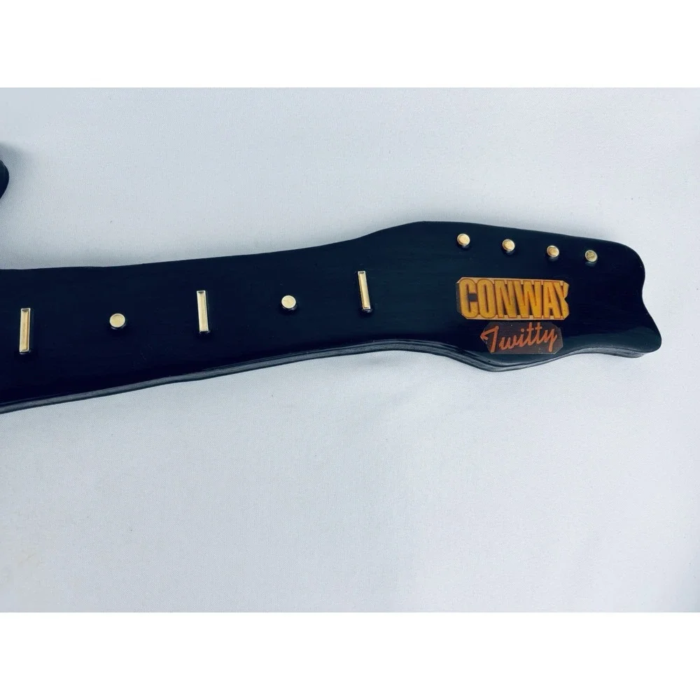 Vintage Conway Twitty Wood Guitar Shaped Wall DO-Be Clock - Works! Retro Country